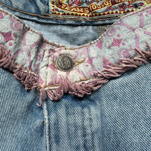 Rare Y2K Jou Jou Jeans Embroidered Fringe Capris - Picture 4 of 6